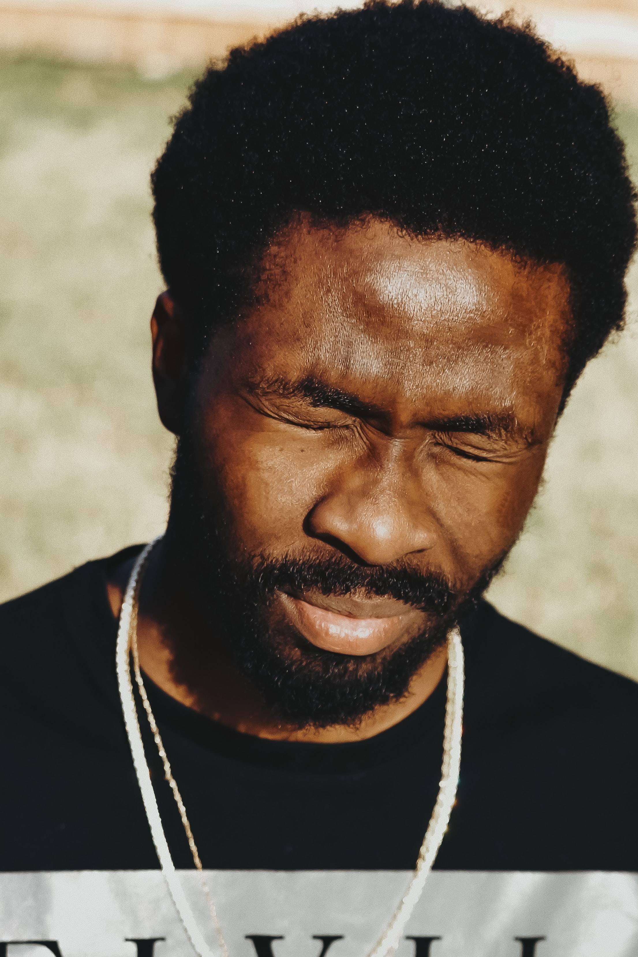 Expressive close-up portrait of a man